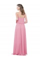 Piel rosa línea A Tirantes espagueti Gasa Largo Vestidos de dama de honor Outlet