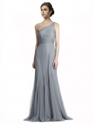 Pizarra gris Sirena Un Hombre Tul Largo Vestidos de dama de honor Outlet