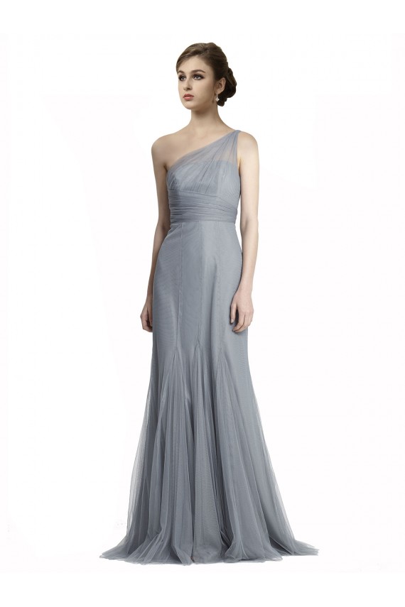 Pizarra gris Sirena Un Hombre Tul Largo Vestidos de dama de honor Outlet