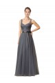 Pizarra gris línea A Cuello de Corazón Tul Largo Vestidos de dama de honor Outlet