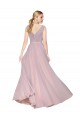 Primavera línea A Cuello en V Cuello Alto Gasa Largo Formales Vestidos de dama de honor / Vestidos de fiesta Outlet