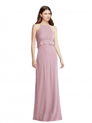 Primavera línea A Halter Gasa Largo Vestidos de dama de honor Outlet