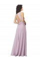 Resplandor rosa línea A Halter Cuello Alto Gasa Largo Vestidos de dama de honor Outlet