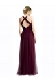 Rojo 74 línea A Halter Cuello en V Tul Largo Vestidos de dama de honor Outlet