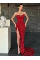 Rojo Cubierta Cuello en V Barrer tren Lentejuelas Terciopelo Largo Vestidos de fiesta Outlet