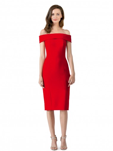Rojo Cubierta Hombros Descubiertos Cóctel Crepé Elástico Corto Formales Vestidos de dama de honor / Vestidos de fiesta / Vestidos de cóctel Outlet