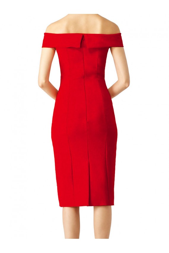 Rojo Cubierta Hombros Descubiertos Cóctel Crepé Elástico Corto Formales Vestidos de dama de honor / Vestidos de fiesta / Vestidos de cóctel Outlet