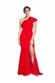 Rojo Cubierta Un Hombre Barrer tren Crepé Elástico Largo Vestidos de dama de honor / Vestidos de fiesta Outlet