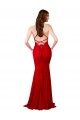 Rojo Sirena Cuello en V Encaje Largo Formales Vestidos de dama de honor / Vestidos de fiesta Outlet
