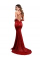 Rojo Sirena Cuello en V Lentejuela Largo Formales Vestidos de dama de honor / Vestidos de fiesta Outlet
