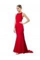 Rojo Sirena Halter Cuello Alto Crepé Elástico Largo Formales Vestidos de dama de honor / Vestidos de fiesta Outlet