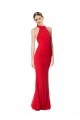Rojo Sirena Halter Cuello Alto Crepé Elástico Largo Formales Vestidos de dama de honor / Vestidos de fiesta Outlet