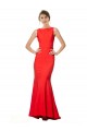 Rojo Sirena Halter Cuello Alto Crepé Elástico Largo Formales Vestidos de dama de honor / Vestidos de fiesta Outlet
