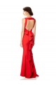 Rojo Sirena Halter Cuello Alto Crepé Elástico Largo Formales Vestidos de dama de honor / Vestidos de fiesta Outlet