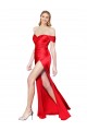 Rojo Sirena Hombros Descubiertos Satén elástico Largo Formales Vestidos de dama de honor / Vestidos de fiesta Outlet