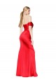 Rojo Sirena Hombros Descubiertos Satén elástico Largo Formales Vestidos de dama de honor / Vestidos de fiesta Outlet