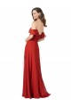 Rojo línea A Cuello de Corazón Sin tirantes Gasa Largo Vestidos de dama de honor Outlet