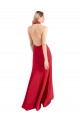 Rojo línea A Halter Cuello Alto Crepé Elástico Largo Formales Vestidos de dama de honor / Vestidos de fiesta Outlet