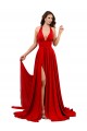 Rojo línea A Halter Spandex Largo Formales Vestidos de dama de honor / Vestidos de fiesta Outlet