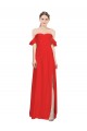 Rojo línea A Hombros Descubiertos Crepé Elástico Largo Formales Vestidos de dama de honor / Vestidos de fiesta Outlet