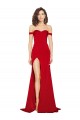 Rojo línea A Hombros Descubiertos Satén sedoso Largo Formales Vestidos de dama de honor / Vestidos de fiesta Outlet