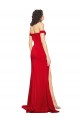 Rojo línea A Hombros Descubiertos Satén sedoso Largo Formales Vestidos de dama de honor / Vestidos de fiesta Outlet