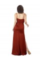Rojo línea A Tirantes espagueti Cuadrado Satén sedoso Largo Formales Vestidos de dama de honor / Vestidos de fiesta Outlet