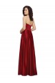 Rojo oscuro línea A Sin tirantes Satén Largo Vestidos de dama de honor / Vestidos de fiesta Outlet