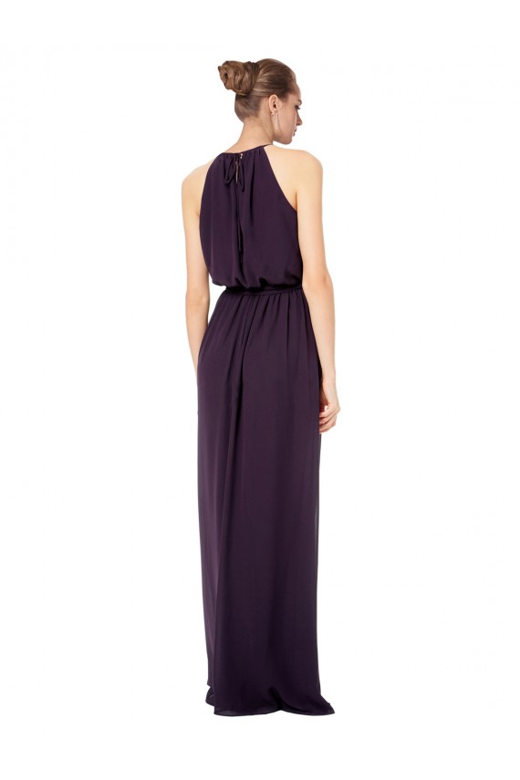 Rosa 114 línea A Tirantes espagueti Halter Gasa Largo Vestidos de dama de honor Outlet