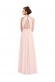 Rosa 42 línea A Halter Gasa Largo Vestidos de dama de honor Outlet
