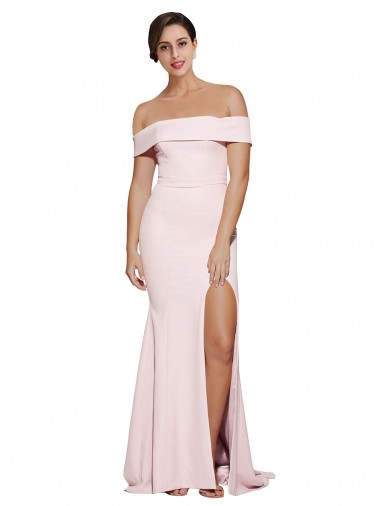 Rosa Cubierta Cuadrado Barrer tren Crepé Elástico Largo Formales Vestidos de dama de honor / Vestidos de fiesta Outlet