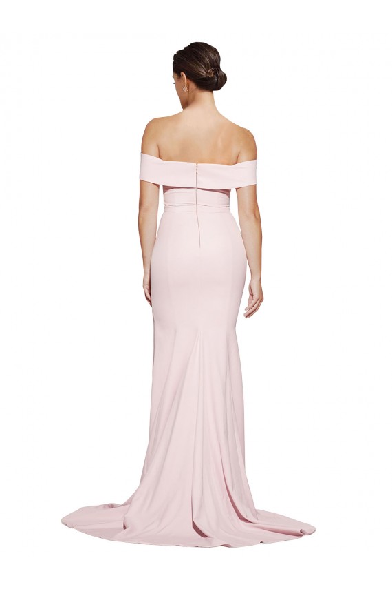 Rosa Cubierta Cuadrado Barrer tren Crepé Elástico Largo Formales Vestidos de dama de honor / Vestidos de fiesta Outlet