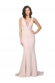 Rosa Cubierta Cuello en V Barrer tren Crepé Elástico Largo Formales Vestidos de dama de honor / Vestidos de fiesta Outlet
