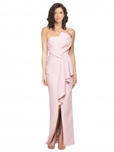 Rosa Cubierta Sin tirantes Crepé Elástico Largo Formales Vestidos de dama de honor / Vestidos de fiesta Outlet