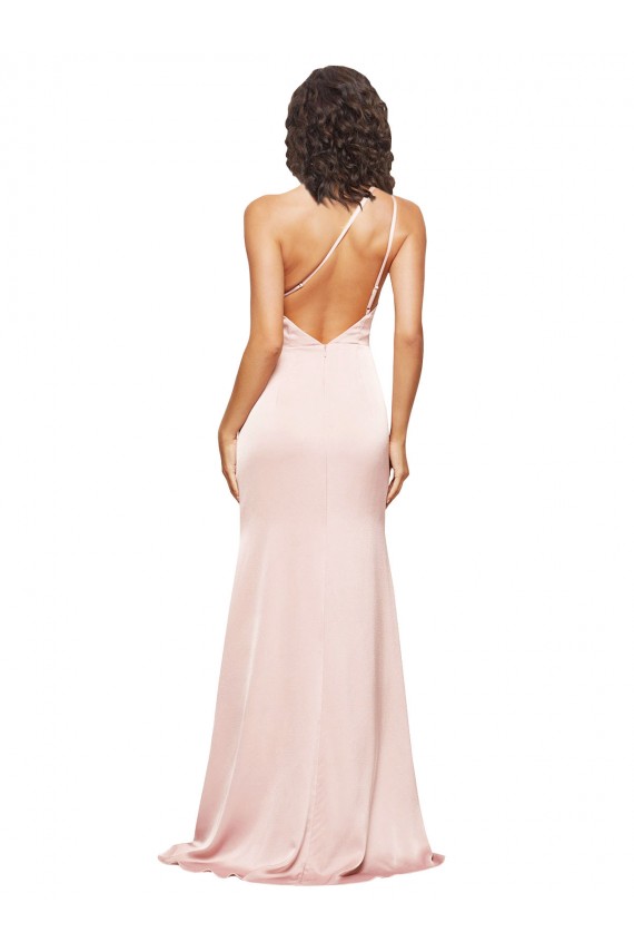Rosa Cubierta Un Hombre Satén sedoso Largo Formales Vestidos de dama de honor / Vestidos de fiesta Outlet
