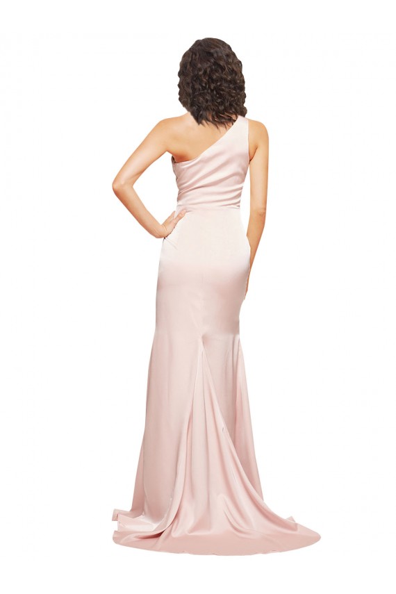 Rosa Cubierta Un Hombre Satén sedoso Largo Formales Vestidos de dama de honor / Vestidos de fiesta Outlet