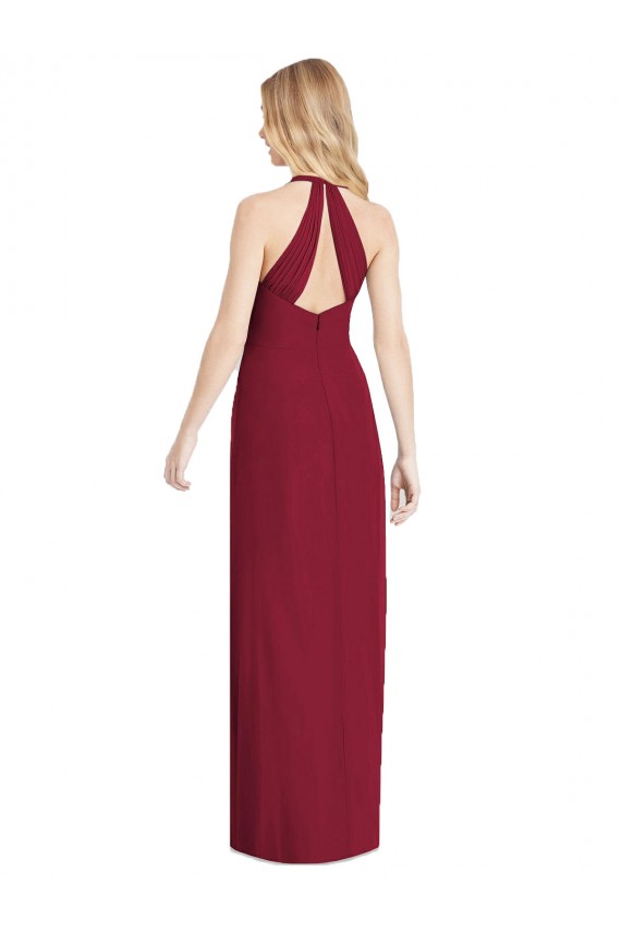 Rosa Del Desierto Trompeta Halter Cuello en V Gasa Largo Formales Vestidos de dama de honor / Vestidos de noche Outlet