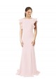 Rosa Sirena Cuello joya Barrer tren Crepé Elástico Largo Vestidos de dama de honor / Vestidos de fiesta Outlet