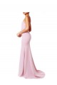 Rosa Sirena Tirantes espagueti Cuadrado Crepé Elástico Largo Vestidos de dama de honor / Vestidos de fiesta Outlet