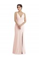 Rosa Trompeta Cuello en V Crepé Elástico Largo Formales Vestidos de dama de honor / Vestidos de fiesta Outlet