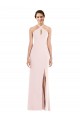 Rosa Trompeta Halter Crepé Elástico Largo Formales Vestidos de dama de honor / Vestidos de fiesta Outlet