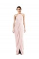 Rosa Trompeta Halter Crepé Elástico Largo Vestidos de dama de honor / Vestidos de fiesta Outlet