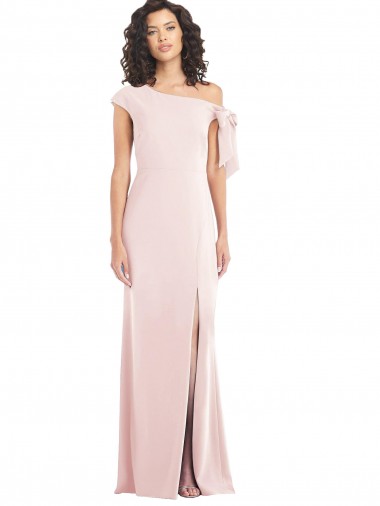 Rosa Trompeta Hombros Descubiertos Crepé Elástico Largo Formales Vestidos de dama de honor / Vestidos de fiesta Outlet