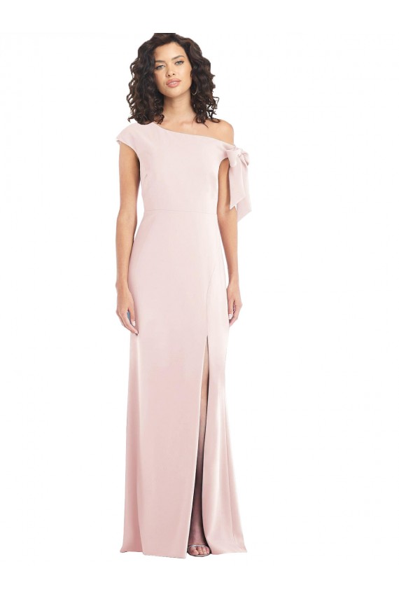 Rosa Trompeta Hombros Descubiertos Crepé Elástico Largo Formales Vestidos de dama de honor / Vestidos de fiesta Outlet
