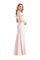 Rosa Trompeta Hombros Descubiertos Cuello en V Crepé Elástico Largo Formales Vestidos de dama de honor / Vestidos de fiesta Outlet