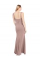 Rosa empolvado Sirena Cuadrado Cuello Alto Crepé Elástico Largo Vestidos de dama de honor / Vestidos de fiesta Outlet