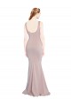 Rosa empolvado Sirena Cucharón Crepé Elástico Largo Formales Vestidos de dama de honor / Vestidos de fiesta Outlet
