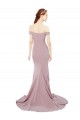Rosa empolvado Sirena Hombros Descubiertos Barrer tren Crepé Elástico Largo Formales Vestidos de dama de honor / Vestidos de fiesta Outlet