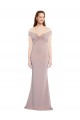 Rosa empolvado Sirena Hombros Descubiertos Cuello en V Crepé Elástico Largo Formales Vestidos de dama de honor / Vestidos de fiesta Outlet