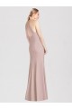 Rosa empolvado Trompeta Halter Crepé Elástico Largo Vestidos de dama de honor Outlet